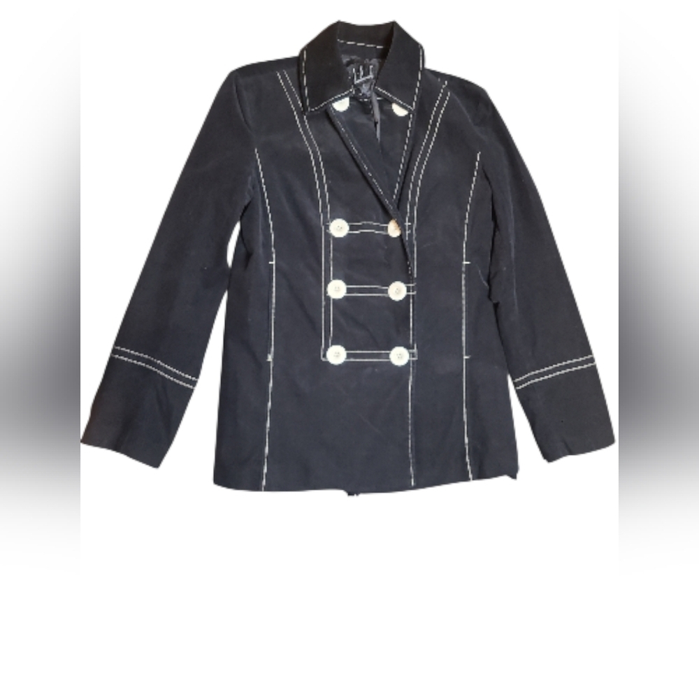 INC International Concepts Black Corduroy Jacket with Cream Accents Size Small